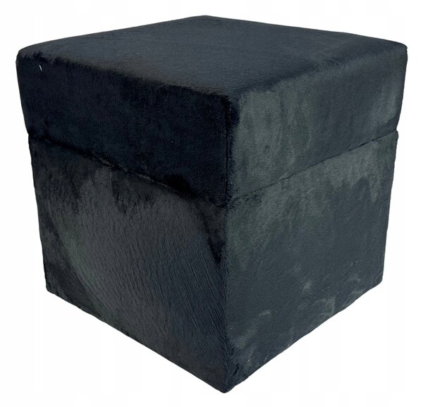Taburet čtvercový otevírací velvet minky, barva černá