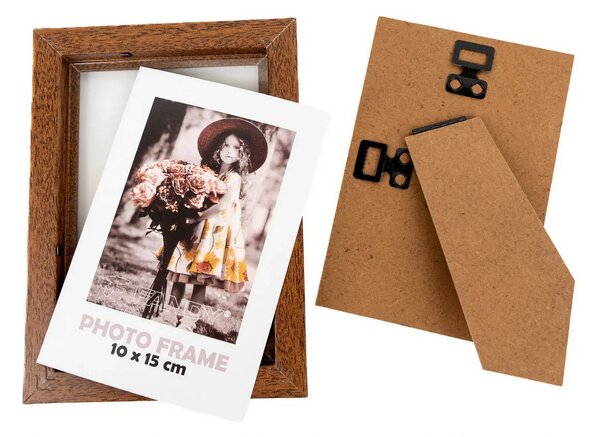FANDY Dřevěný fotorámeček Bevel 10x15 3 tmavě hnědý