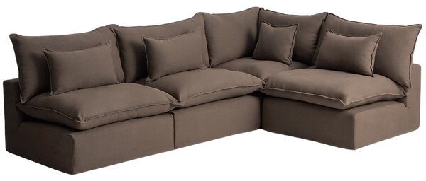 Kave Home Hnědá rohová pohovka Anarela 327 cm s odnímatelným potahem
