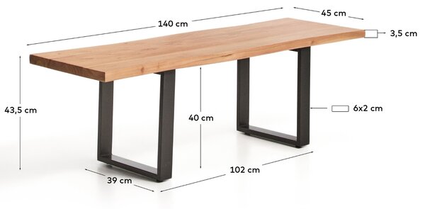LÉTO -15% Kave Home Dřevěná lavice Uxue 140 cm