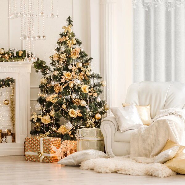 VÁNOČNÍ ZÁCLONA NA KROUŽCÍCH XMAS 140X250 CM HVĚZDY