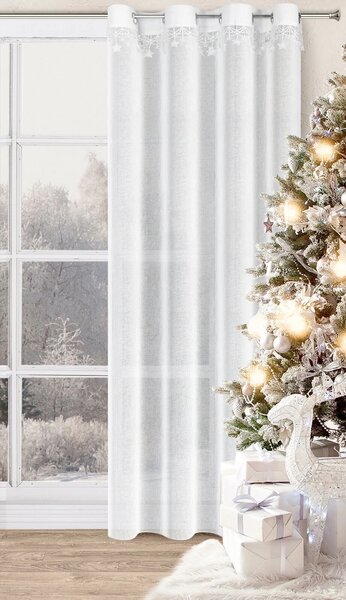 VÁNOČNÍ ZÁCLONA NA KROUŽCÍCH XMAS 140X250 CM HVĚZDY