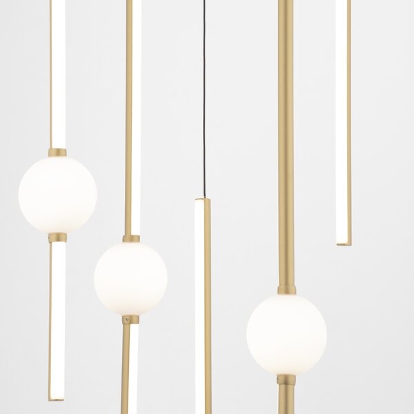 Zlaté závěsné LED světlo Nova Luce Acrobat 52 cm