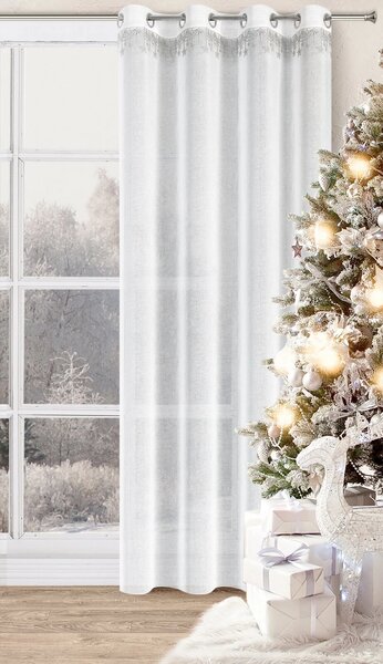 VÁNOČNÍ ZÁCLONA NA KROUŽCÍCH XMAS 140X250 CM HVĚZDY