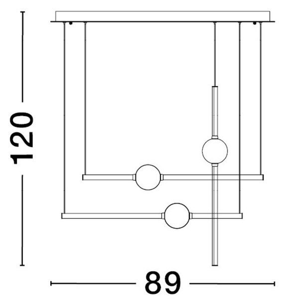Zlaté závěsné LED světlo Nova Luce Acrobat 89 cm