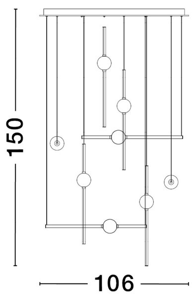 Zlaté závěsné LED světlo Nova Luce Acrobat 106 cm