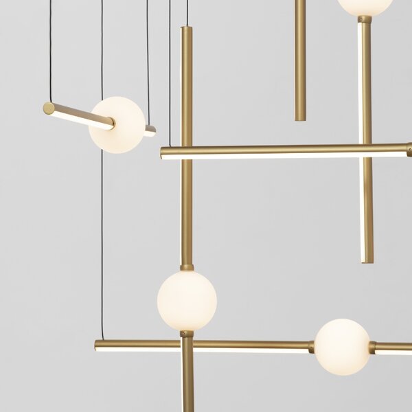 Zlaté závěsné LED světlo Nova Luce Acrobat 106 cm