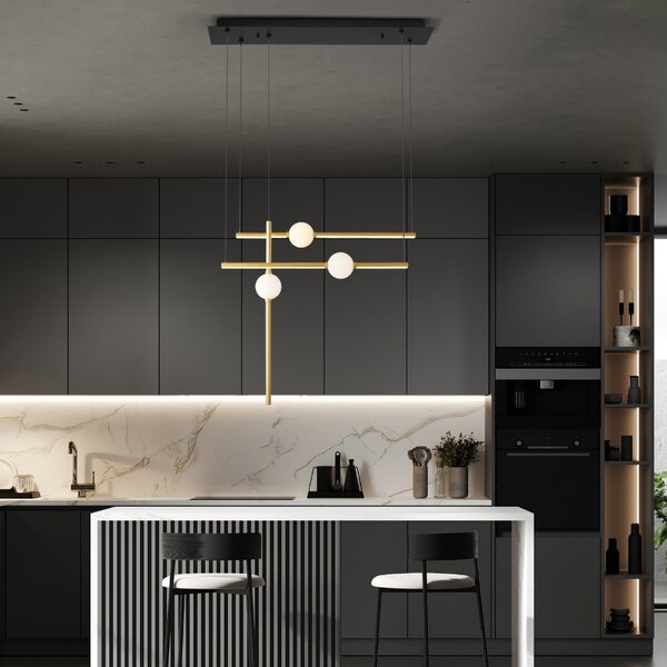 Zlaté závěsné LED světlo Nova Luce Acrobat 89 cm