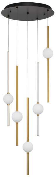 Zlaté závěsné LED světlo Nova Luce Acrobat 52 cm