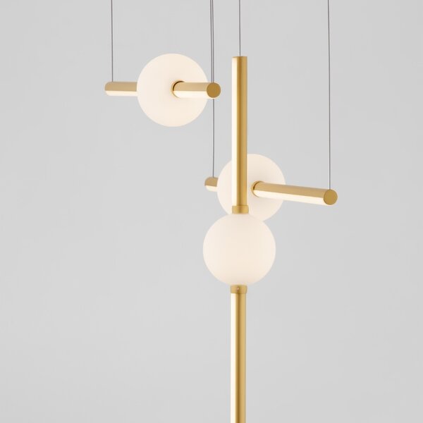 Zlaté závěsné LED světlo Nova Luce Acrobat 89 cm
