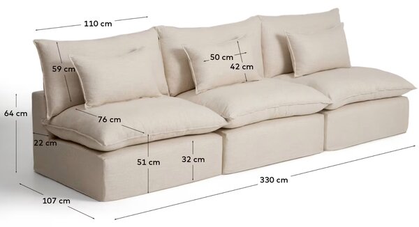 Kave Home Terakotová pohovka Anarela 330 cm s odnímatelným potahem