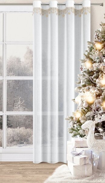 VÁNOČNÍ ZÁCLONA NA KROUŽCÍCH XMAS 140X250 CM HVĚZDY