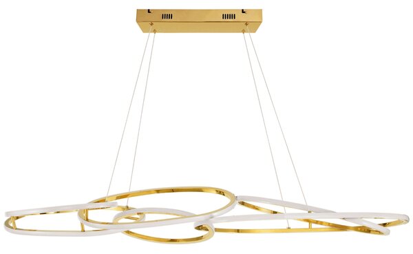 Zlaté kovové závěsné LED světlo Nova Luce Nudos 150 cm