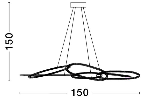 Zlaté kovové závěsné LED světlo Nova Luce Nudos 150 cm