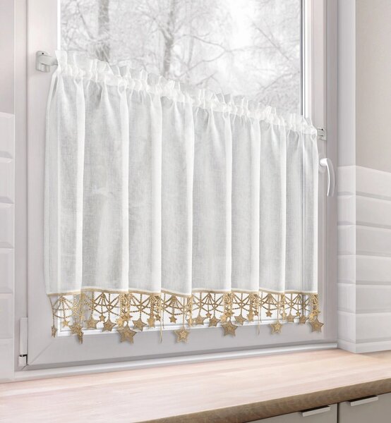 KRÁTKÁ VÁNOČNÍ ZÁCLONA NA PÁSCE XMAS 60X150 CM HVĚZDY