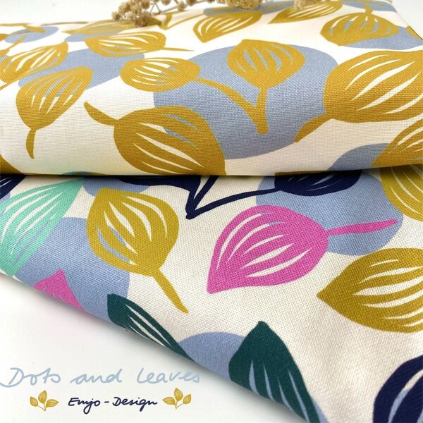 SWAFING Dekorační látka Dots & Leaves by Emjo Design listy a puntíky
