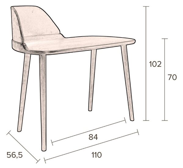 Hnědý dřevěný pracovní stůl DUTCHBONE Finn 110 x 56,5 cm