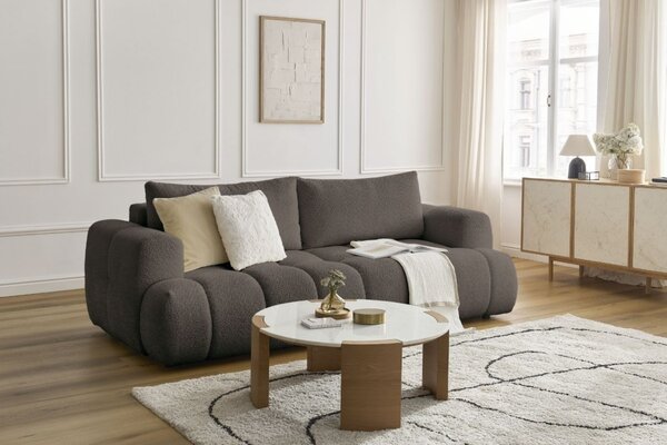 -25 % Dny MOMENTI– Bobochic Paris Hnědá bouclé rozkládací pohovka Fuji 251 cm
