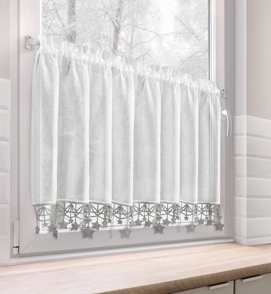 KRÁTKÁ VÁNOČNÍ ZÁCLONA NA PÁSCE XMAS 60X150 CM HVĚZDY