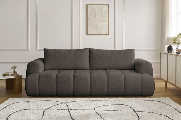 -25 % Dny MOMENTI– Bobochic Paris Hnědá bouclé rozkládací pohovka Fuji 251 cm