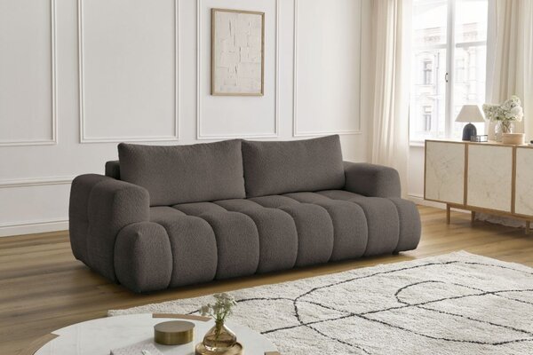 -25 % Dny MOMENTI– Bobochic Paris Hnědá bouclé rozkládací pohovka Fuji 251 cm