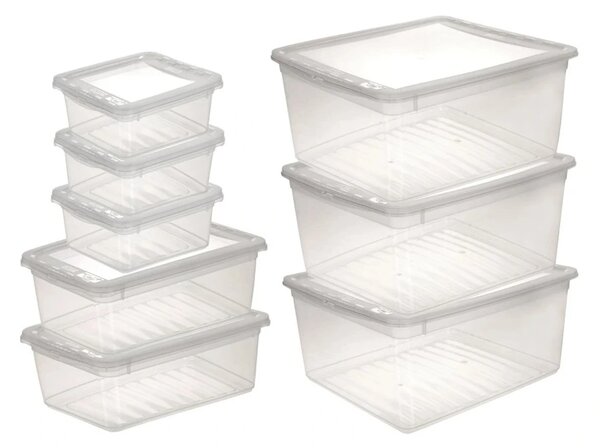 Keeeper Sada úložných boxů s víkem BEA Clearbox (3 x 1,7L, 2 x 5,5L, 3 x 18L), 39 x 33,5 x 25 cm
