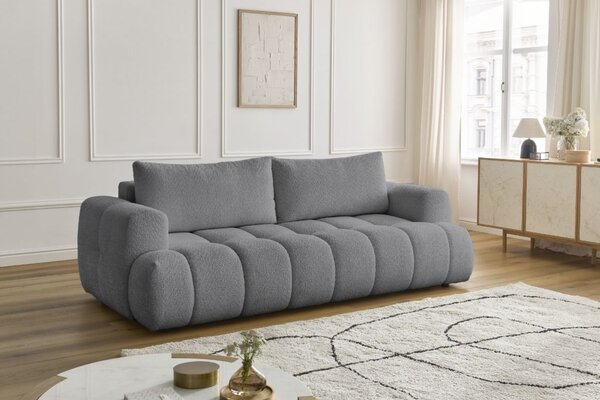 -25 % Dny MOMENTI– Bobochic Paris Šedá bouclé rozkládací pohovka Fuji 251 cm