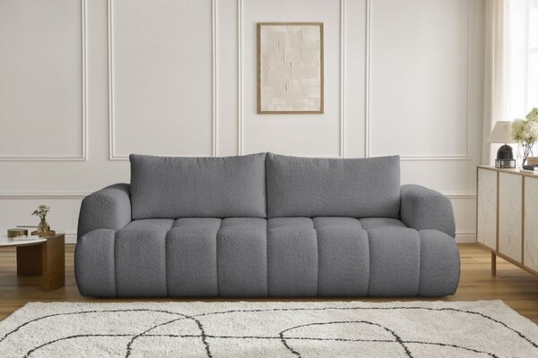 -25 % Dny MOMENTI– Bobochic Paris Šedá bouclé rozkládací pohovka Fuji 251 cm