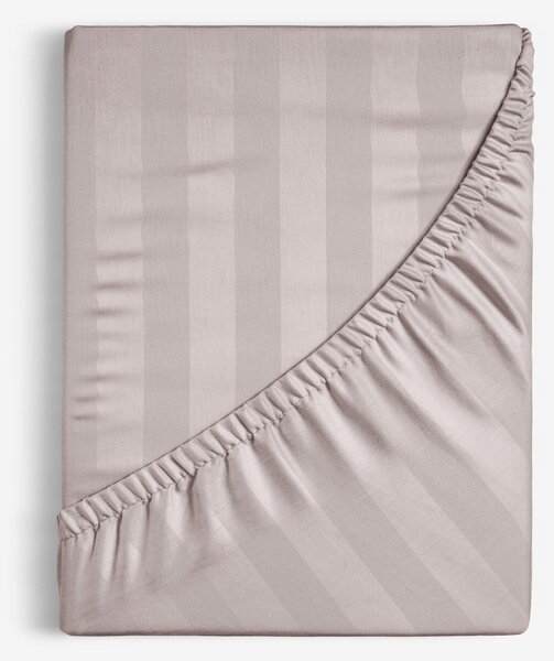 Goldea damaškové napínací prostěradlo - šedohnědé proužky se saténovým leskem 80 x 160 cm