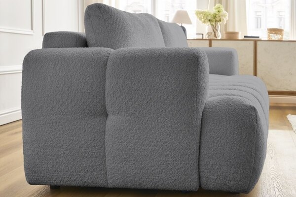 -25 % Dny MOMENTI– Bobochic Paris Šedá bouclé rozkládací pohovka Fuji 251 cm