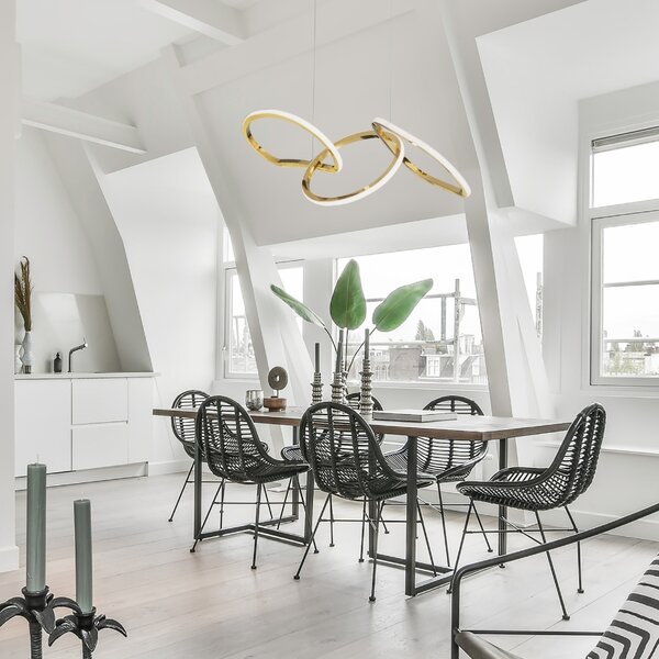 Zlaté kovové závěsné LED světlo Nova Luce Girish 82 cm