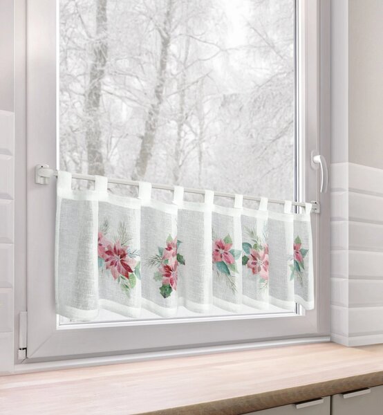 KRÁTKÁ VÁNOČNÍ ZÁCLONA NA POUTKÁCH XMAS3 30X150 CM VZOROVANÁ