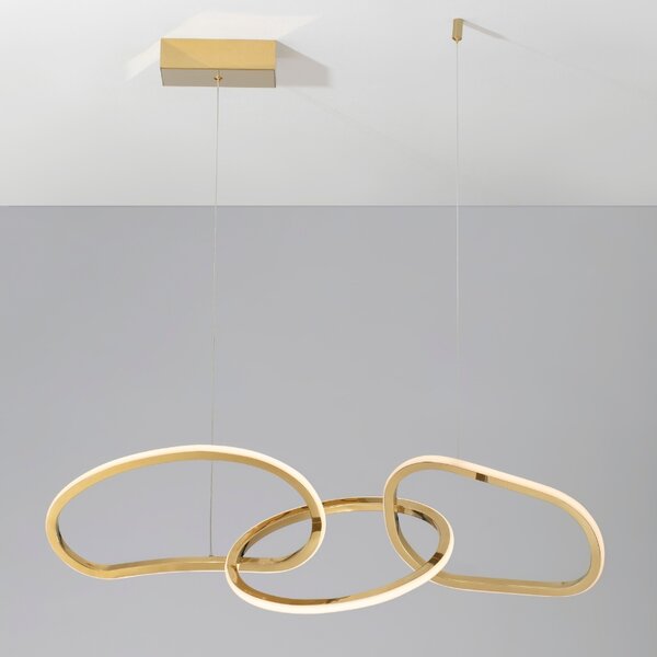 Zlaté kovové závěsné LED světlo Nova Luce Girish 82 cm