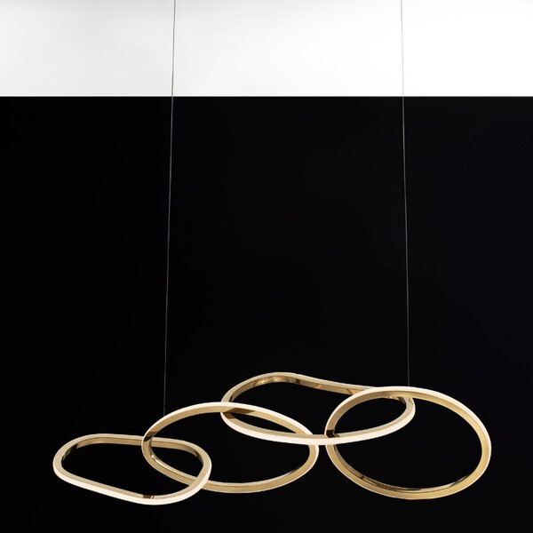 Zlaté kovové závěsné LED světlo Nova Luce Girish 100 cm