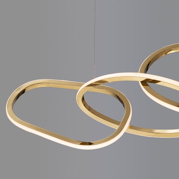 Zlaté kovové závěsné LED světlo Nova Luce Girish 100 cm