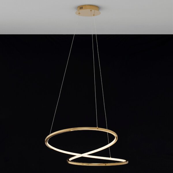 Zlaté kovové závěsné LED světlo Nova Luce Girish 60 cm