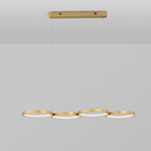 Zlaté kovové závěsné LED světlo Nova Luce Magnus 84 cm