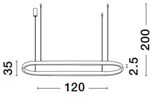 Černé kovové závěsné LED světlo Nova Luce Cuppe 120 cm