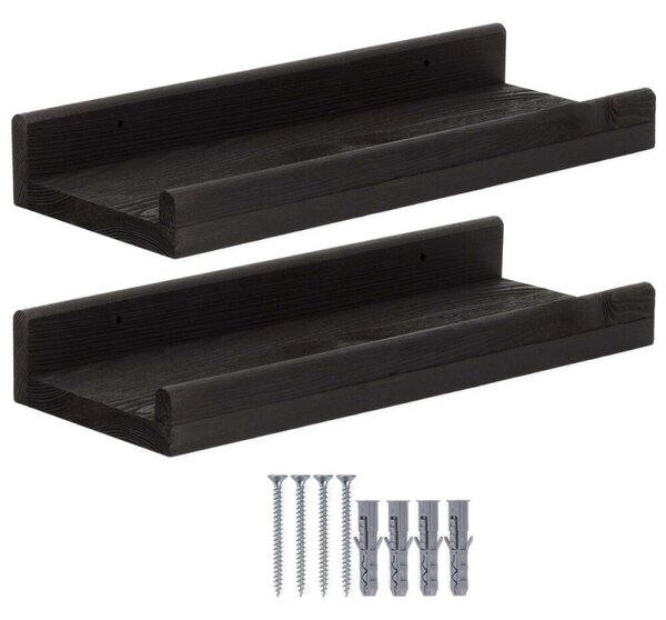Police na zeď 40x15 cm 2ks SPRINGOS WF0014 černé