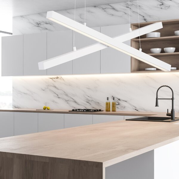 Bílé kovové závěsné LED světlo Nova Luce X-line 100 cm
