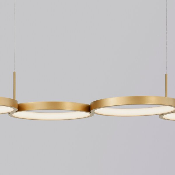 Zlaté kovové závěsné LED světlo Nova Luce Magnus 84 cm
