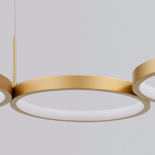 Zlaté kovové závěsné LED světlo Nova Luce Magnus 84 cm
