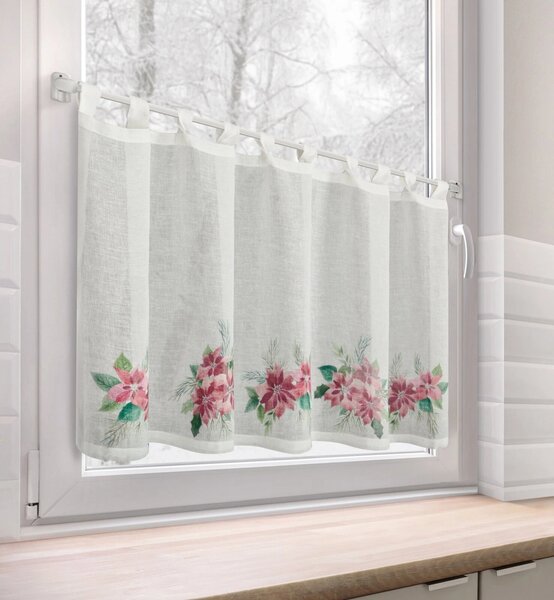 KRÁTKÁ VÁNOČNÍ ZÁCLONA NA POUTKÁCH XMAS3 60X150 CM VZOROVANÁ