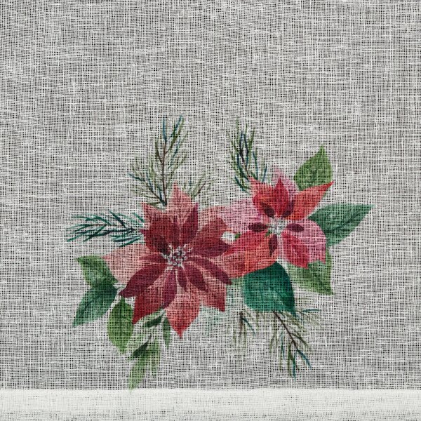KRÁTKÁ VÁNOČNÍ ZÁCLONA NA POUTKÁCH XMAS3 90X150 CM VZOROVANÁ