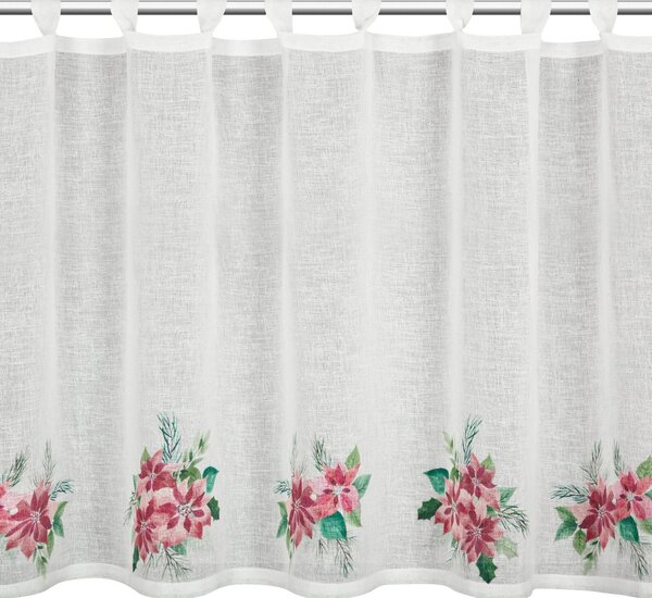 KRÁTKÁ VÁNOČNÍ ZÁCLONA NA POUTKÁCH XMAS3 90X150 CM VZOROVANÁ