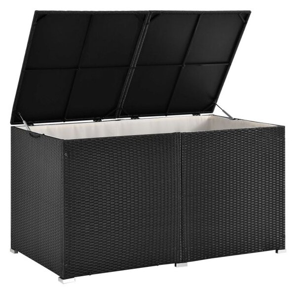 Úložný box z polyratanu 950 l, černý, s vnitřní plachtou