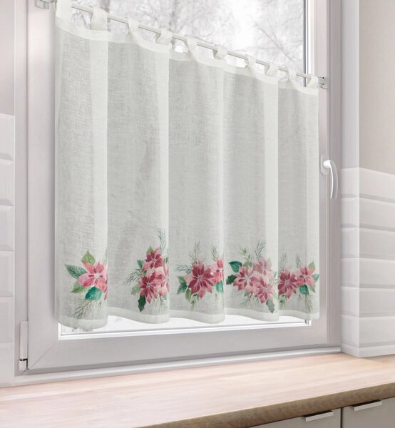 KRÁTKÁ VÁNOČNÍ ZÁCLONA NA POUTKÁCH XMAS3 90X150 CM VZOROVANÁ