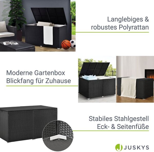 Úložný box z polyratanu 950 l, černý, s vnitřní plachtou