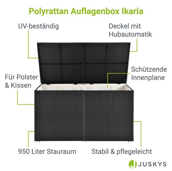 Úložný box z polyratanu 950 l, černý, s vnitřní plachtou