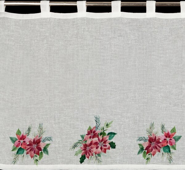 KRÁTKÁ VÁNOČNÍ ZÁCLONA NA POUTKÁCH XMAS3 90X150 CM VZOROVANÁ
